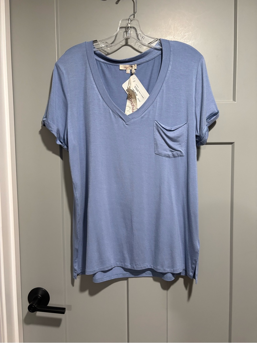 Mystree Light Blue V-Neck Pocket Tee